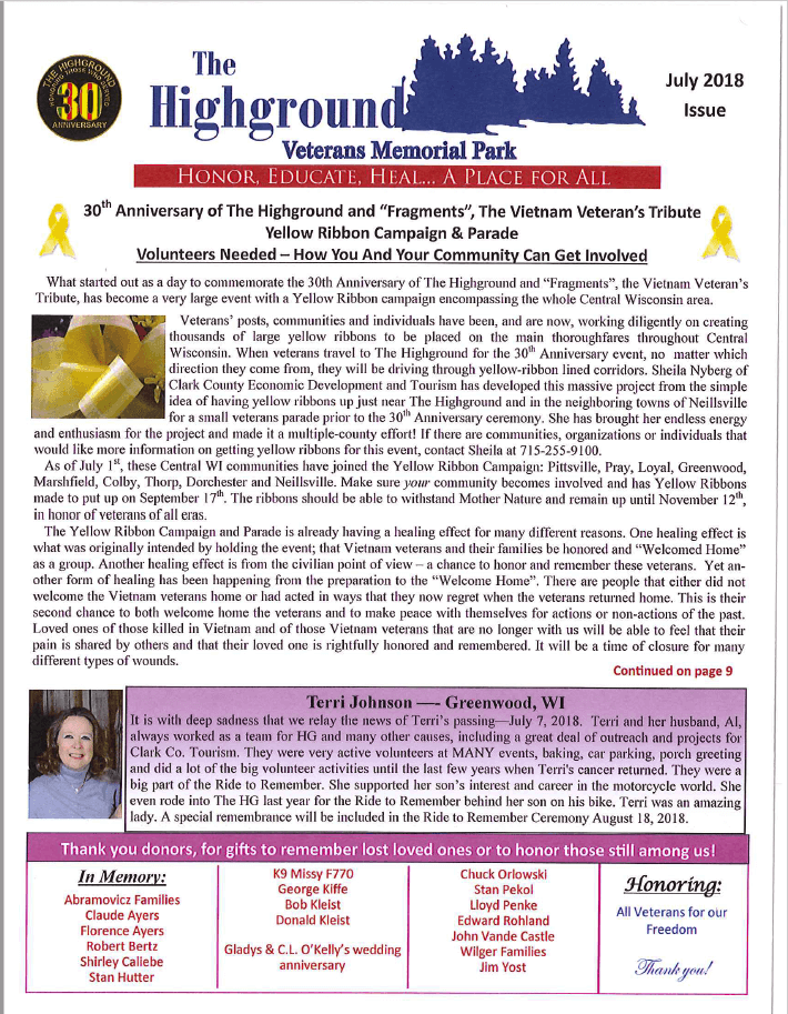 July 2018 Highground Newsletter