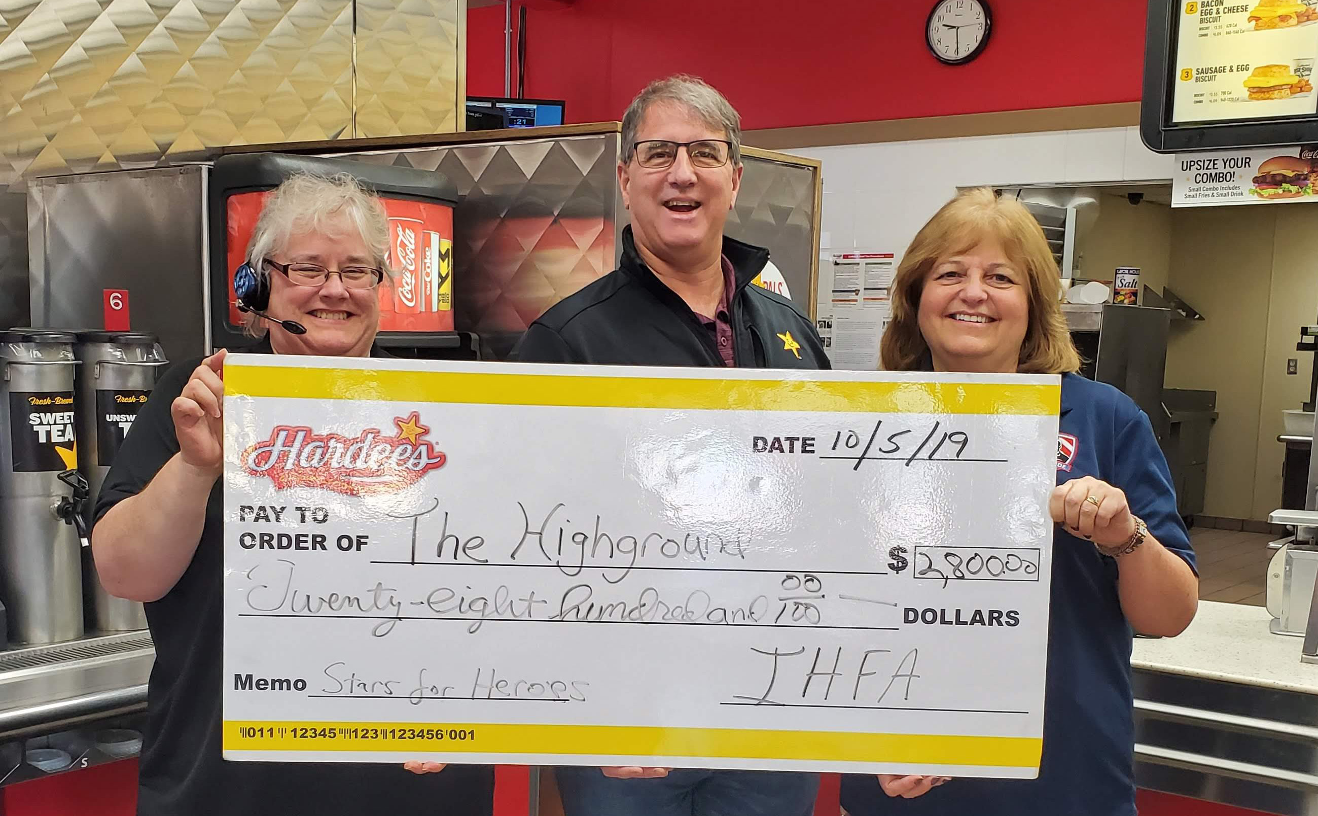 The Highground Receives Generous Donation From Hardee’s